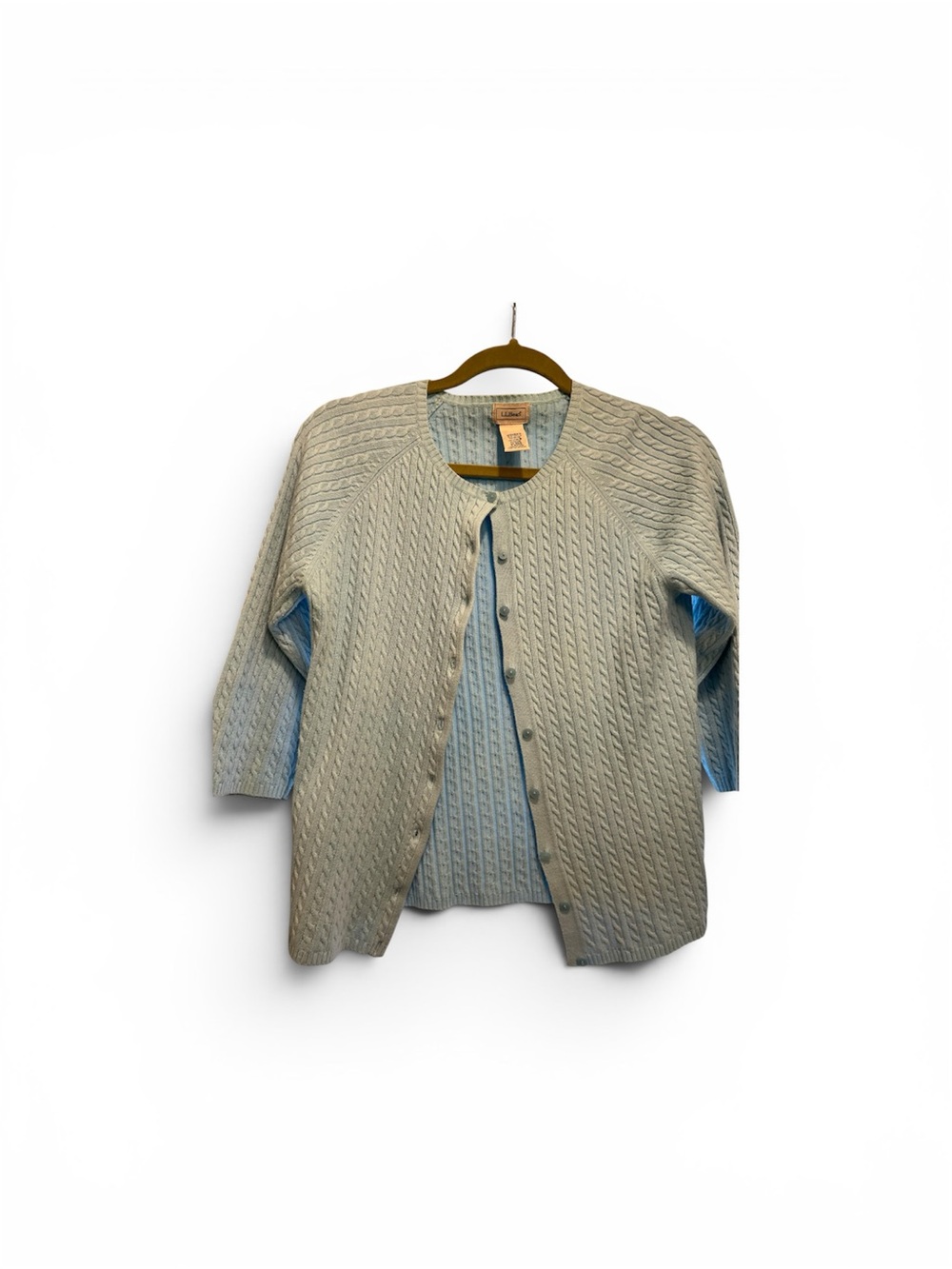 L.L.Bean Pale Blue Cable-Knit Women's Cardigan
